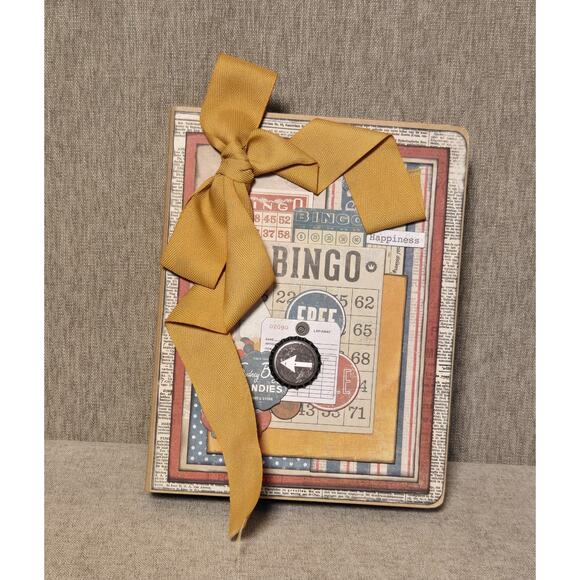Junk Journal 3 Ring BINGO Theme Mixed Media Book Pages Pockets 9" X 7" - Picture 1 of 12